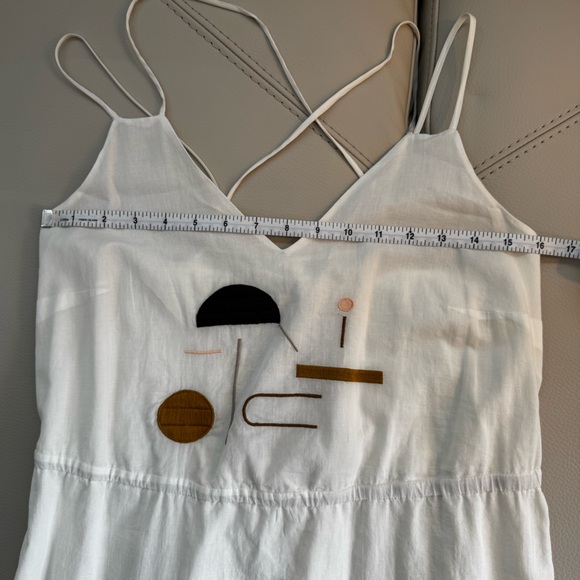 100% Cotton Dress - Crisscross Tie Back with Stitched Geometric Pattern - Picture 9 of 11